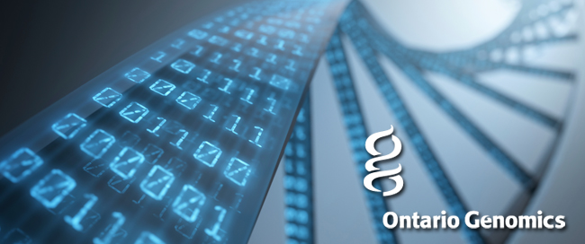 Ontario Genomics banner with coding imagery